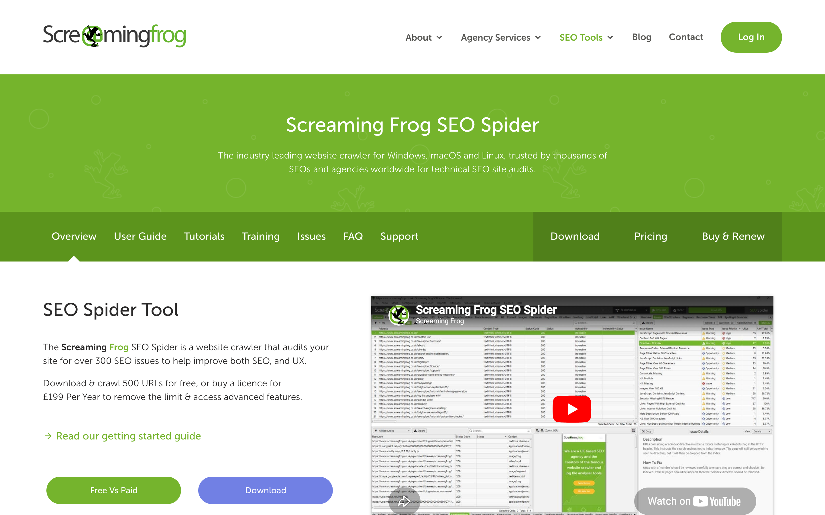 Screaming Frog SEO Spider homepage